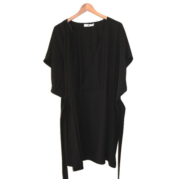 MISSGUIDED CURVE Plus Kimono Sleeve Wrap Dress In Black - Size 18 - Picture 7 of 11